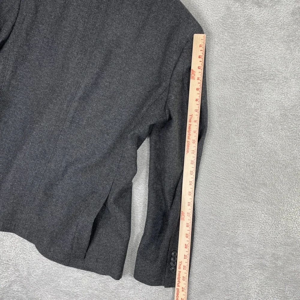 JKT New York Sport Coat Mens 38R Dark Grey‎ Herringbone Wool Blend Blazer Bond
